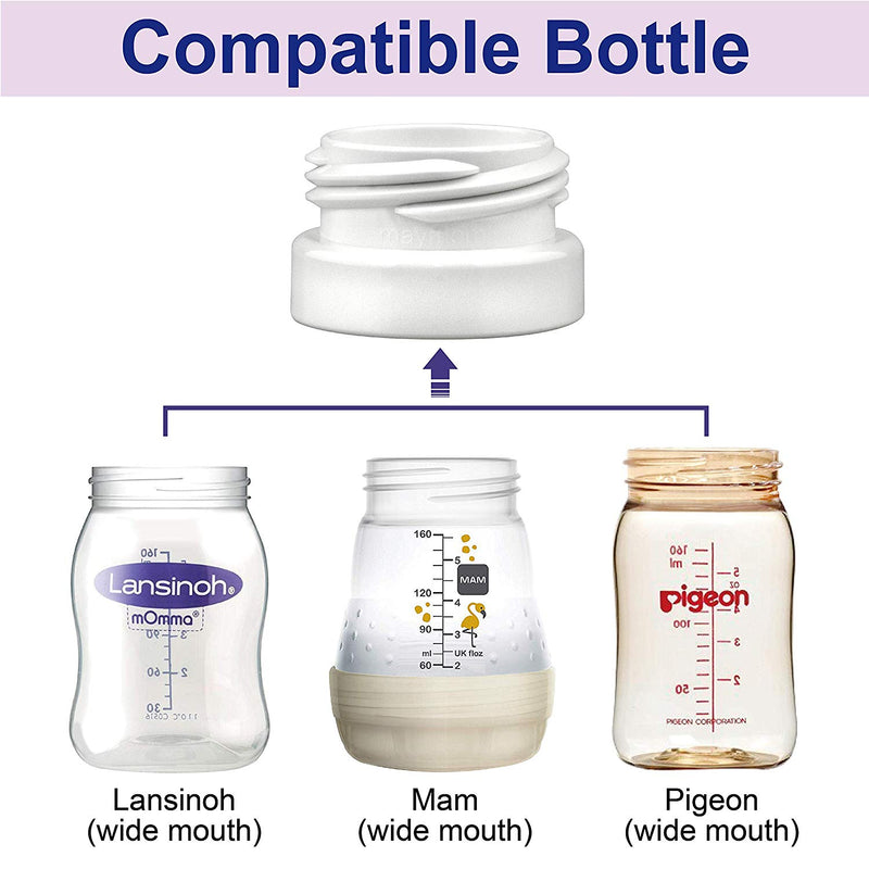 Breast Pump Parts | Maymom Bottle Adapter for Wide Mouth Flange with Lansinoh, Mam, Pigeon Bottle | Mamagoose | Part/Accessory for Pigeon