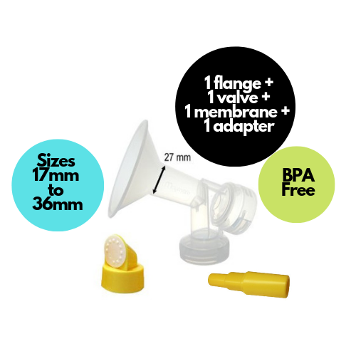 Breast Pump Parts | Maymom Flange for Spectra breast pump with valve & membrane for standard or narrow mouth bottle | Mamagoose | Part/Accessory for Spectra